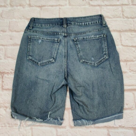 Time and Tru 4 Distressed Denim Bermuda Shorts Raw Hem Mid Rise Grunge Casual - Picture 7 of 8